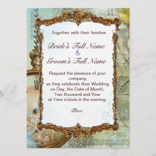 Invitation Gazebo romantique et manuscrits fantaisistes