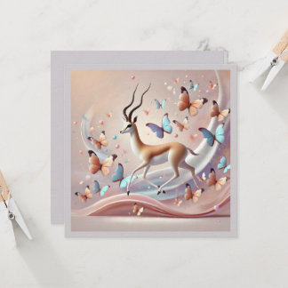 Invitation Gazelle and Butterflies Fantasy Art