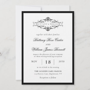 Invitation [GAZELLE] Élégant Mariage monochrome noir et blanc