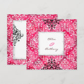 Invitation GC| Changer le Damas Vintage| Rose délicieux (Devant / Derrière)