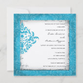 Invitation GC| Erika Vintage Damask Turquoise Golden Metalli (Dos)