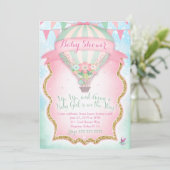 Invitation GC Fille Baby shower à ballon à air chaud (Debout devant)