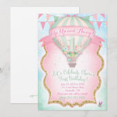 Invitation GC Hot Air Balloon Premier anniversaire Claire (Devant / Derrière)