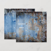 Invitation GC| Lisiblement rustique| Bleu avec fleurs (Devant / Derrière)
