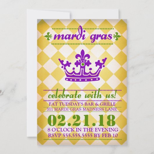 Invitation GC Mardi Gras Madness Gold Metallic (Devant)