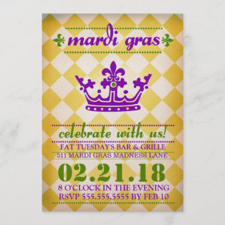 Invitation GC Mardi Gras Madness Gold Metallic