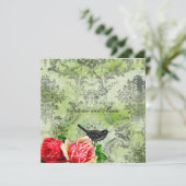 Invitation GC| Oiseaux et Roses Vintages| Lime Damas (Debout devant)
