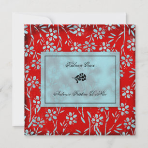 Invitation GC  Ruby Red & Turquoise Garden Carré métallurgiqu