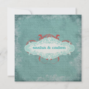 Invitation GC Tantalon Turquoise "vieilli" Métallure d'or