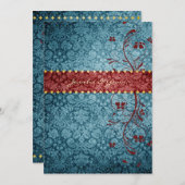 Invitation GC| Turquoise et rouge bijoux (Devant / Derrière)