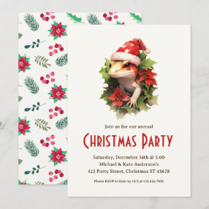 Invitation Gecko Lizard à la fête de Noël des reptiles de San