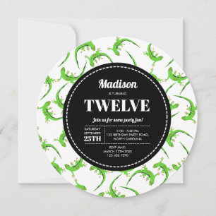 Invitation Gecko Lizard Reptile Circle Anniversaire Invitatio