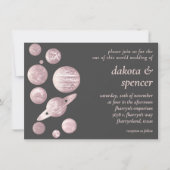 Invitation Geek Chic Mariage | Système solaire gris rose mauv (Devant)