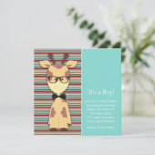 Invitation Geek Giraffe Baby Boy Douche (Debout devant)