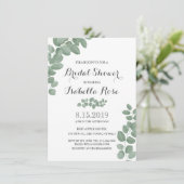 Invitation Geen Eucalyptus Fête des mariées feuille (Debout devant)