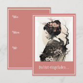 Invitation Geisha japonaise gracieuse - (Devant / Derrière)