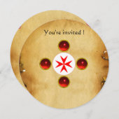 Invitation Gem cross 1ère sainte communion / Christening roug (Devant / Derrière)