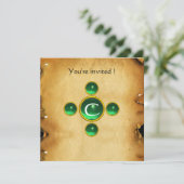 Invitation Gem cross 1ère sainte communion / Christening vert (Debout devant)