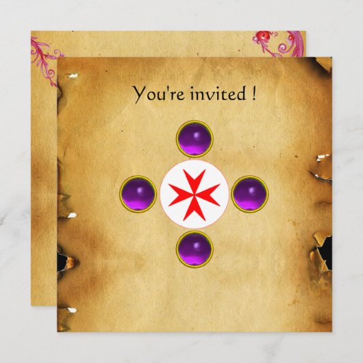 Invitation Gem cross 1ère sainte communion / Christening viol (Devant / Derrière)