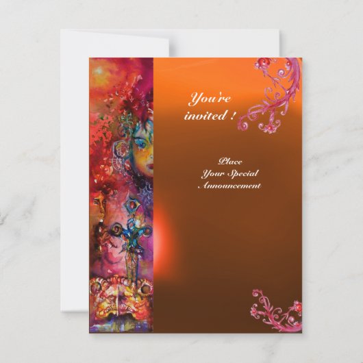 Invitation Gem EXCALIBUR rouge vif, bleu rose orange (Dos)