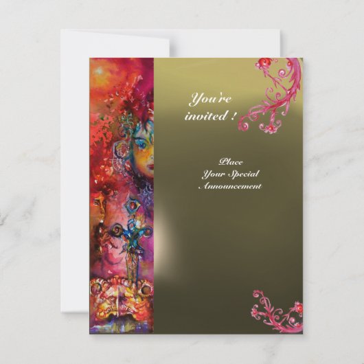 Invitation Gem EXCALIBUR rouge vif, bleu rose orange gris (Dos)