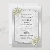 Invitation Gem Floral, Répétition Mariage encadrée d'argent (Devant)