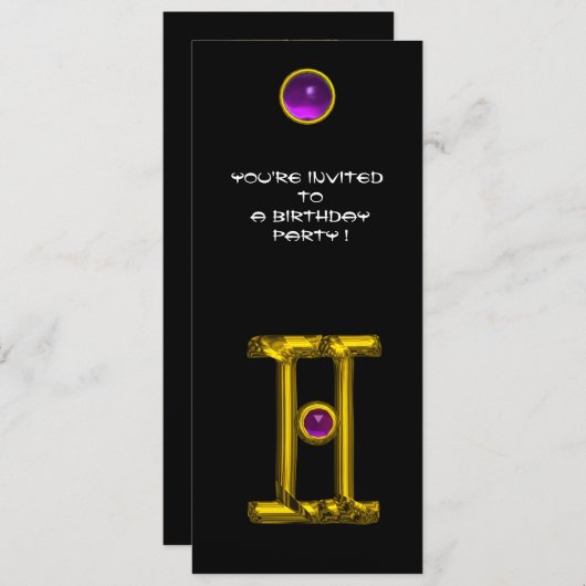 Invitation GEMINI ALEXANDRITE, améthyste jaune clair noir (Devant / Derrière)