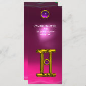 Invitation GEMINI ALEXANDRITE, améthyste jaune vif rouge rose (Devant / Derrière)