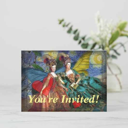 Invitation Gemini gothique classique femme papillon Whimsical (Debout devant)
