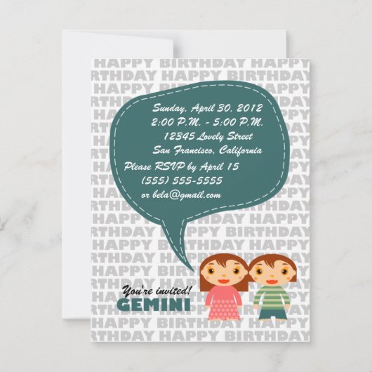 Invitation Gemini Kids Party (Dos)