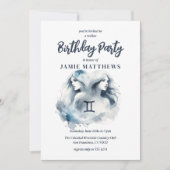 Invitation Gemini Twins Zodiac Sign Thématique Anniversaire F (Devant)