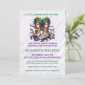 Invitation Gemini Zodiac Baby Shower Lavender and Green (Debout devant)