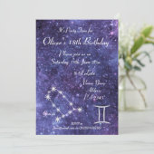Invitation Gemini Zodiac Galaxy Party personnalisé (Debout devant)