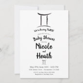 Invitation Gemini Zodiac mai juin Baby shower d'astrologie (Devant)