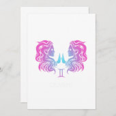 Invitation Gemini Zodiac Signe Les Jumeaux Design Anniversair (Devant / Derrière)