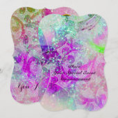 INVITATION GEMME BLEUE ABSTRAITE, VAGUES ROSE TEAL POURPRE ,É (Devant / Derrière)