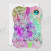 INVITATION GEMME BLEUE ABSTRAITE, VAGUES ROSE TEAL VIOLET , É (Dos)