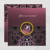 Invitation GEMME DE DAMAS MONOGRAMME améthyste violet foncé (Devant / Derrière)