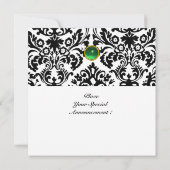 Invitation GEMME DE DAMAS MONOGRAMME jade vert blanc (Dos)