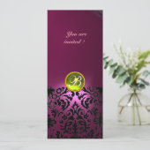 Invitation GEMME DE DAMAS MONOGRAMME jaune rose (Debout devant)