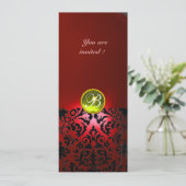Invitation GEMME DE DAMAS MONOGRAMME jaune rouge (Debout devant)