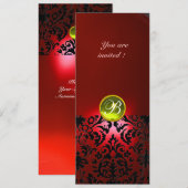 Invitation GEMME DE DAMAS MONOGRAMME jaune rouge (Devant / Derrière)