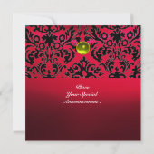 Invitation GEMME DE DAMAS MONOGRAMME jaune rubis rouge burgun (Dos)
