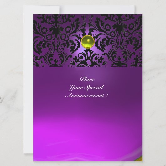 Invitation GEMME DE DAMAS MONOGRAMME jaune violet (Dos)