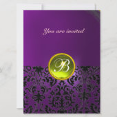 Invitation GEMME DE DAMAS MONOGRAMME jaune violet (Devant)