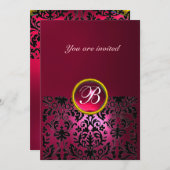 Invitation GEMME DE DAMAS MONOGRAMME pierre précieuse rubis f (Devant / Derrière)