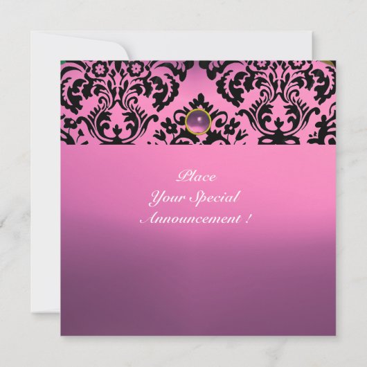Invitation GEMME DE DAMAS MONOGRAMME rose violet (Dos)