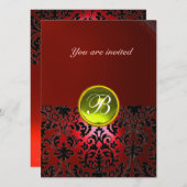 Invitation GEMME DE DAMAS MONOGRAMME rouge jaune (Devant / Derrière)
