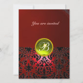 Invitation GEMME DE DAMAS MONOGRAMME rouge jaune (Devant)