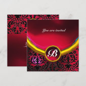 Invitation GEMME DE DAMAS MONOGRAMME rubis rouge burgundy (Devant / Derrière)